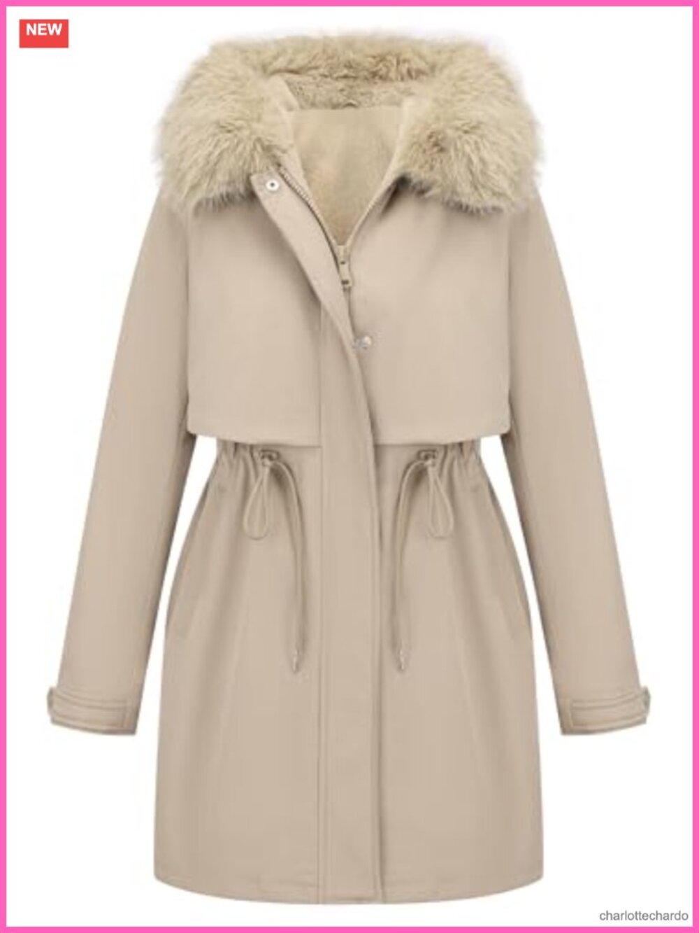 RISISSIDA Women's Winter Puffer Parka Faux Fur Hood Trim